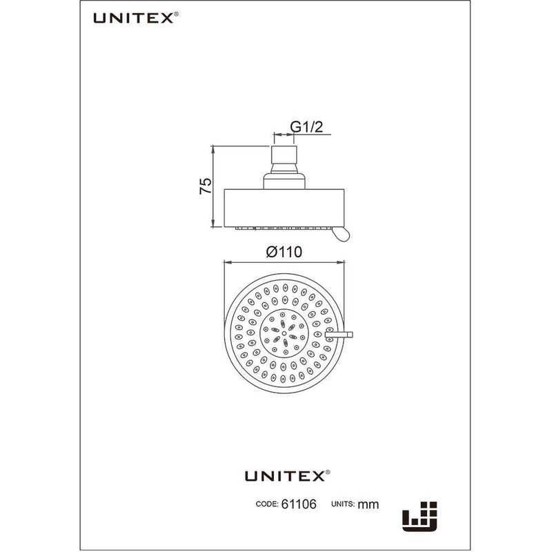 Ducha cromada 11cm diámetro 3 funciones Sistema auto-limpiante 61106 - Unitex Store