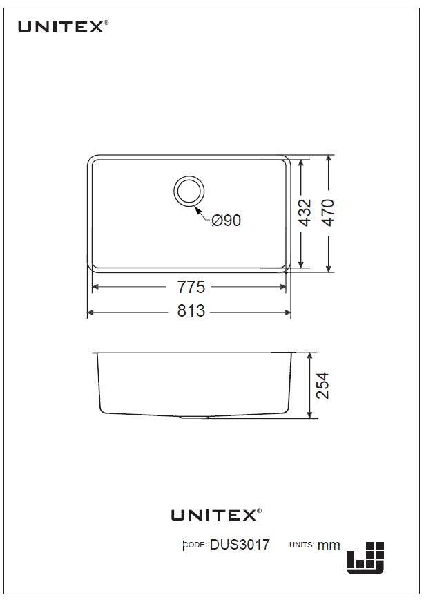 Lavaplatos de Acero Inoxidable tamaño XL  (813 X 470 X 254mm) DSU3017 - Unitex Store