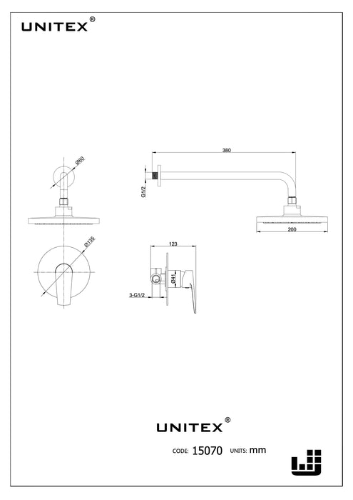 Ducha al Muro Sigel Cromo 15070 - Unitex Store