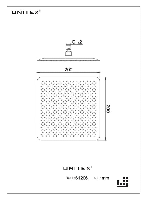 Plato de Ducha Flat 8" Acero Inoxidable Sistema Anticalcareo 61206 - Unitex Store