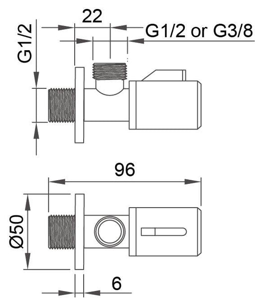 Llave de escuadra 1/2" x1/2" 61805H - Unitex Store