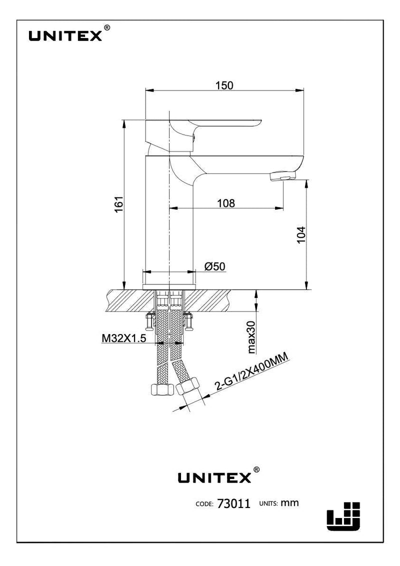 Monomando Lavatorio Canet Nickel 73011N - Unitex Store