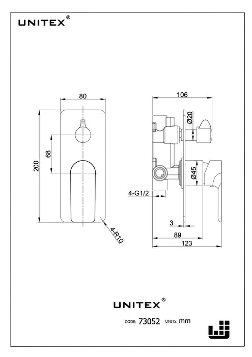 Monomando de Ducha al Muro Accesorios de Ducha Negro Grafito 730523-2GM - Unitex Store