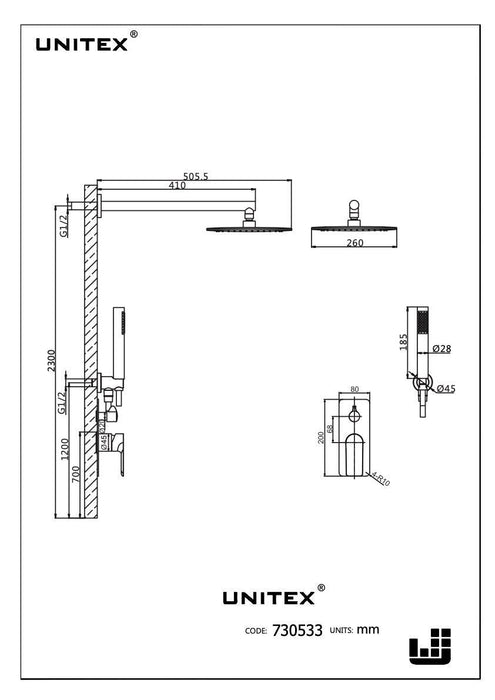 Monomando Ducha mural empotrado 2 salidas Canet Nickel 730533-2N - Unitex Store