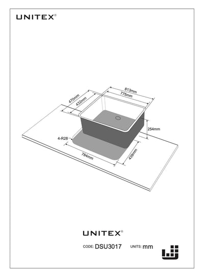 Lavaplatos de Acero Inoxidable (813 X 470 X 254mm) DSU3017 - Unitex Store