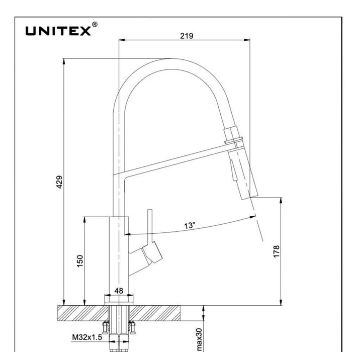 Monomando Cocina con caño extraible Noah 31009 - Unitex Store