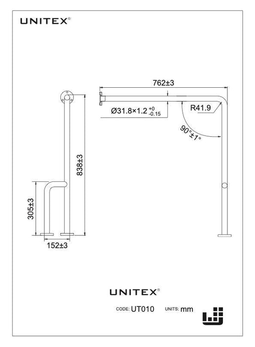 Barra piso-pared de 3 puntos UT.010 - Unitex Store